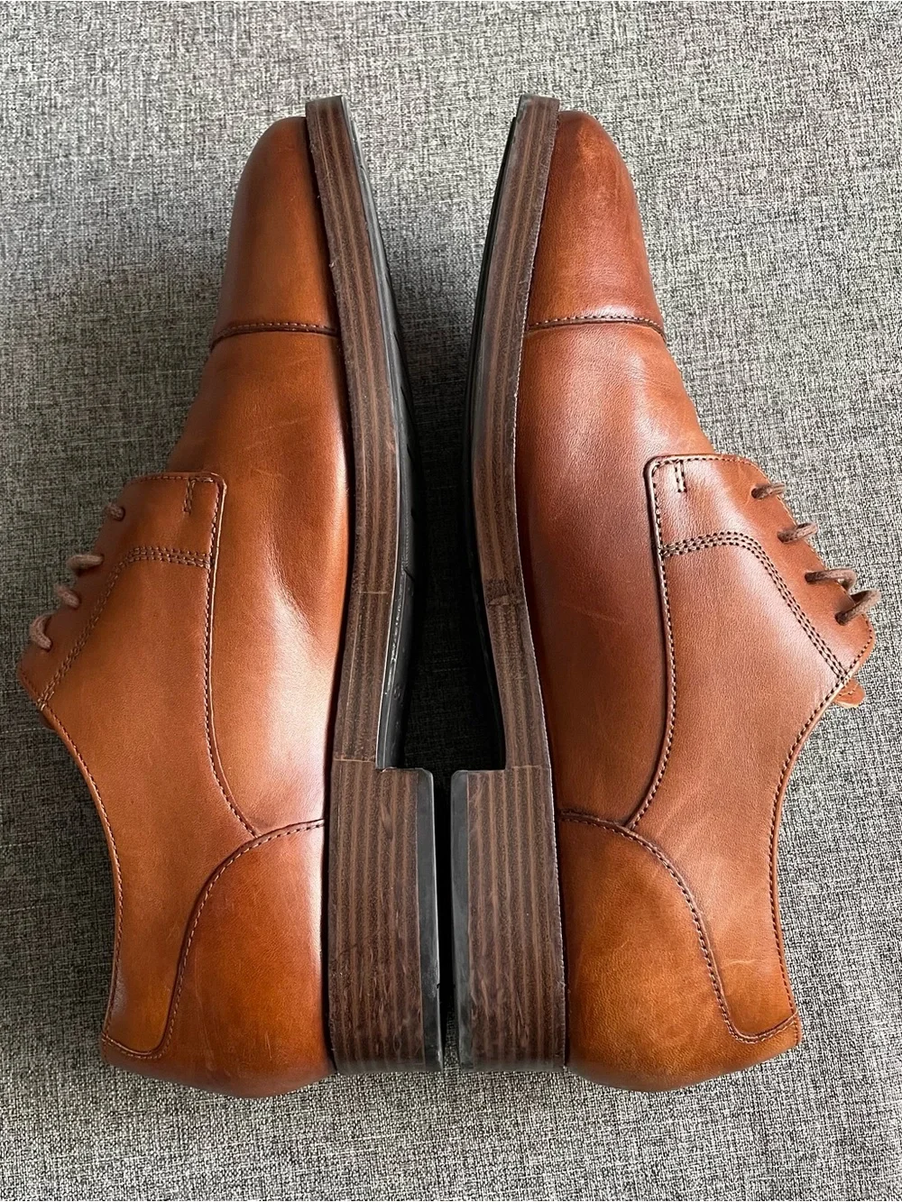 Cole Haan Men’s Cognac Leather Cap-Toe Oxford Shoes